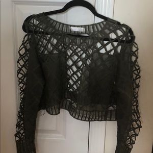 LF x LOLA GREEN WOVEN LADDER SHIRT